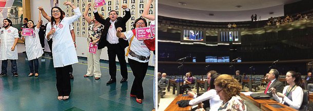 Médicos foram impedidos de assistir, das galerias da Câmara, a sessão especial pelo Dia Mundial da Saúde; os que conseguiram foram ameaçados por Jair Bolsonaro; a razão teria sido uma manifestação de alguns dos médicos, do lado de fora do plenário, contra o golpe