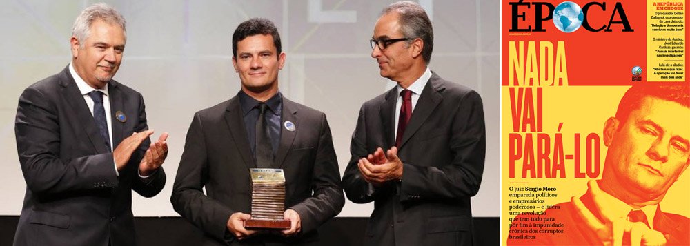 Revista semanal das Organizações Globo, que premiaram o juiz Sergio Moro como o brasileiro que 'faz diferença', garante saber todos os próximos passos da Operação Lava Jato; segundo a revista, o ex-ministro da Casa Civil, José Dirceu, será preso nos próximos dias; além disso, o ex-diretor da Petrobras Nestor Cerveró fará uma delação premiada contra o ex-presidente Lula, a quem a revista chama de 'Brahma'; publicação também exalta o juiz paranaense em sua capa e afirma que nada será capaz de detê-lo; alvo de queixas crescentes de criminalistas, de ministros do Supremo Tribunal Federal e até de colunistas da extrema direita na imprensa brasileira, Moro tem apoio total e irrestrito da Globo para seguir adiante em sua caçada ao PT e ao ex-presidente Lula