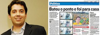 Organizador de manifestações contra a corrupção e contra a presidente Dilma Rousseff nas ruas de Vitória, no Espírito Santo, o líder do movimento Vem Pra Rua, Armando Fontoura, foi flagrado por câmeras da Câmara Municipal batendo o ponto de presença e indo embora sem trabalhar; nas imagens, ele vestia bermuda, sandálias e óculos escuros; o líder oposicionista diz não se lembrar do episódio, para ele, uma "trama diabólica"; Fontoura, que acabou demitido, foi eleito no último domingo 17 o novo secretário do diretório municipal do PSDB; ele também é acusado de fraude na eleição interna por integrantes da juventude do PSDB, que afirmam que ele teria filiado pessoas de sua família para poder participar da disputa