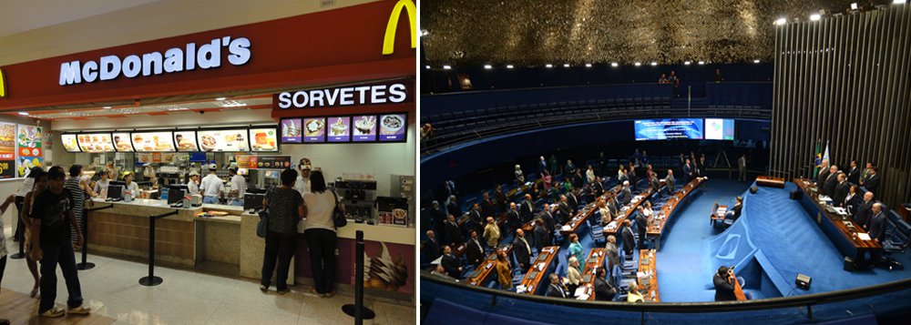 A rede de lanchonetes McDonald's não vende apenas fast food. Exporta também um modelo empresarial que, se por um lado, resulta em lucros bilionários, por outro, é apontado como mau exemplo de relações trabalhistas e prejuízo para cofres públicos; alerta será feito pelo diretor de Campanhas Globais do Sindicato Internacional de Trabalhadores em Serviços, Scott Courtney, durante audiência pública no Senado