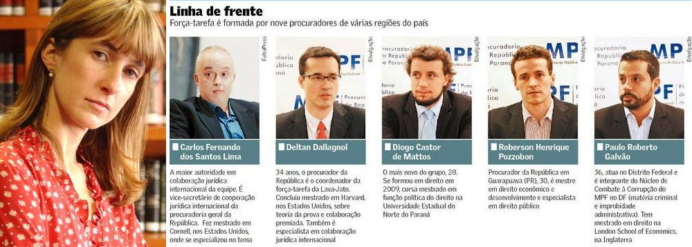 Procuradores da força-tarefa da Lava Jato reagem à entrevista da advogada da Odebrecht, Dora Cavalcanti: "a afirmativa de que pretende recorrer a uma Corte Internacional para a garantia do direito de seus clientes sugere, fortemente, que os dez Delegados, os nove Procuradores, o Juiz Federal, a Corte de primeira instância, os Desembargadores do Tribunal Regional Federal da 4ª Região e os Ministros do Superior Tribunal de Justiça e do Supremo Tribunal Federal estão mancomunados para violar direitos humanos dos seus clientes, o que é de uma total irresponsabilidade, senão desespero”