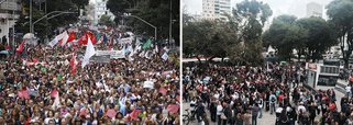 Pais e alunos também marcham nesta terça-feira 19, em apoio aos educadores do Paraná, que defendem reajuste de no mínimo 8,17%, contra os 5% proposto pelo governador Beto Richa (PSDB); outros servidores estaduais também pedem "Fora, Beto Richa!"; ato pretende mobilizar 100 mil pessoas em 30 cidades; manifestantes se dirigiram ao Palácio Iguaçu, sede do governo estadual, para pressionar o Executivo