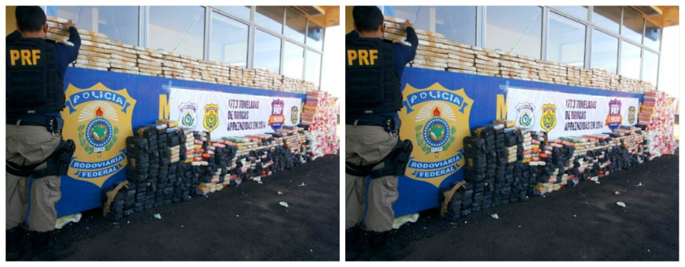 A Polícia Rodoviária Federal apreendeu 846,3 kg de cocaína na cidade de Alto Paraíso, no noroeste do Paraná; de acordo com a polícia, esta foi a segunda maior apreensão da droga já feita pela corporação no país; a maior ocorrência foi em Mato Grosso, em 2011, quando foram apreendidos 941 kg; o entorpecente foi encontrado em compartimentos ocultos de duas carretas carregadas com soja; além da cocaína, os policiais apreenderam mais 128,8 kg de maconha