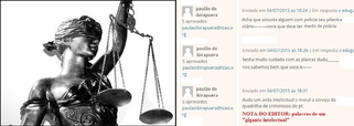 No último dia 4 de julho, um "fanático antipetista" postou 14 comentários no Blog da Cidadania "fazendo ameaças de violência contra o denunciante, além de ameaçar matar petistas e cometer violência sexual contra a presidente da República", escreve Eduardo Guimarães, administrador da página; ele publicou boletim de ocorrência registrado sobre o caso e informou que, na próxima semana, irá à delegacia oferecer representação pedindo instauração de inquérito