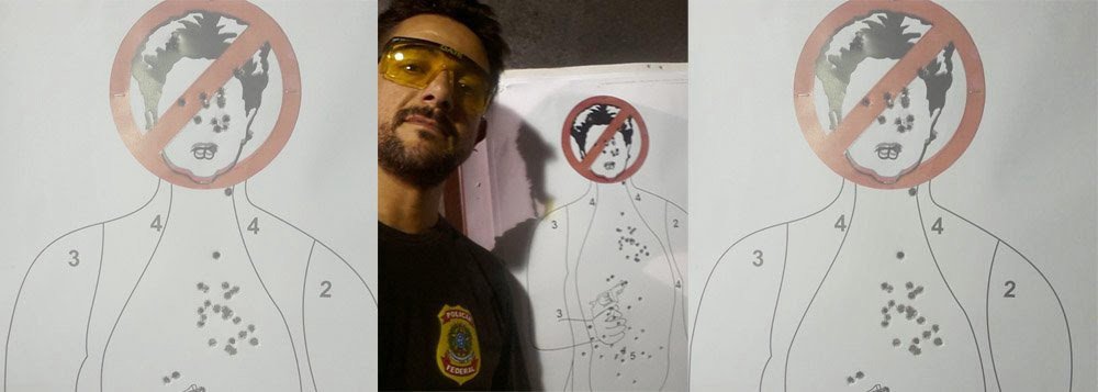 Agente Danilo Mascarenhas Balas foi suspenso por quatro dias por ter utilizado uma caricatura da presidente Dilma Rousseff como alvo para treinar disparos de arma de fogo e, em seguida, postar a imagem da presidente crivada de balas nas redes sociais