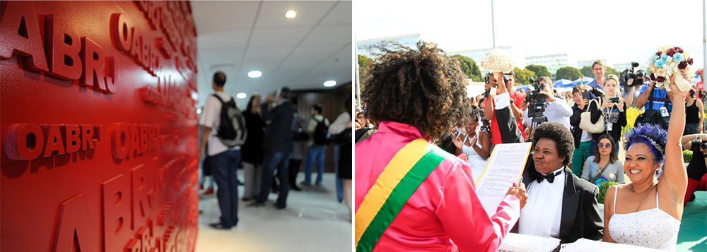 O menor A.H.R., que tem 14 anos e foi adotado por um casal homoafetivo quando tinha 5 anos participou na sede da Seção do Estado do Rio de Janeiro da OAB-RJ, no centro da capital fluminense, de ato público contra o Estatuto da Família, contido em um projeto de lei que está em tramitação na Câmara dos Deputados