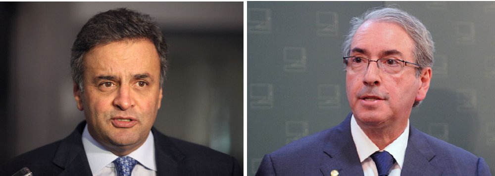 Fernando Brito, do Tijolaço, afirma que "no mesmo dia, Eduardo Cunha e o PSDB assumem abertamente, sem rebuços, que trabalham pelo “impeachment” da presidenta eleita pelo voto dos brasileiros e que não tem contra si nem sombra do crime de responsabilidade que, legalmente, para isso se exigiria, um vez que o impedimento de uma presidente não pode ser resultado, simplesmente, de uma maioria parlamentar da oposição"; o jornalista diz que "Cunha, ameaçado com o inevitável desfecho com seu indiciamento por corrupção, ao menos está lutando por sua própria sobrevivência", enquanto "Aécio, com o aval de FHC, parece lutar para jamais ser visto com tamanho maior que o de um irresponsável, aliás, coadjuvante dos Kim Kataguiri ou do Revoltado Online Marcelo Reis"