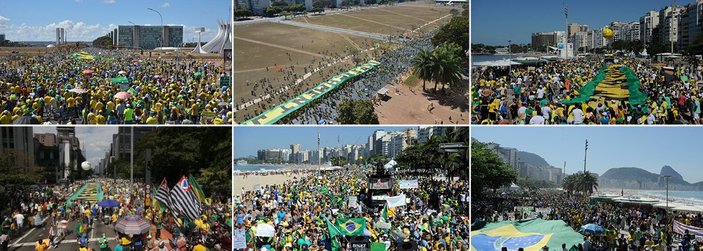 Manifestações deste domingo, em várias capitais do País, são menores do que as ocorridas em março deste ano, mas reuniram dezenas de milhares de pessoas; manifestantes pediam o impeachment da presidente Dilma Rousseff e gritavam palavras de ordem contra o PT, a corrupção e de apoio ao juiz federal Sergio Moro, responsável pelos processos da operação Lava Jato; os protestos pelo impeachment de Dilma acontecem em meio a um certo alívio conseguido pela presidente na última semana; seu governo se reaproximou do presidente do Congresso Nacional, Renan Calheiros (PMDB-AL), e do Senado, fazendo um contraponto à situação difícil enfrentada na Câmara dos Deputados, cujo presidente Eduardo Cunha (PMDB-RJ) rompeu com o governo após ser acusado por um delator da Lava Jato de pedir propina