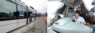 O prefeito do Rio, Eduardo Paes, apresentou o primeiro trem do sistema de Veículo Leve sobre Trilhos (VLT), de um total de 32 que vão funcionar no centro e na zona portuária da capital fluminense por 28 quilômetros de trilhos; com previsão de começar a circular a partir de abril de 2015, esses serão os primeiros meios de transporte público do país com validação voluntária, ou seja, sem roletas e cobradores; os novos meios de transporte R$ 1,157 bilhão de investimento público - R$ 532 milhões de recursos federais e R$ 625 milhões viabilizados por meio de PPP da prefeitura