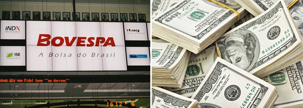 Índice da bolsa chegou a subir 1,77%, a 49.598 pontos; as ações da Petrobras ficam entre as maiores altas, subindo 6%; ao mesmo tempo, o dólar comercial sobe 1,06%, chegando a R$ 3,40 pela primeira vez em 12 anos; movimento acontece em meio ao cenário político tenso, que se torna um empecilho ainda maior diante do corte na meta fiscal, de acordo com analistas