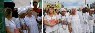 A menina Kayllane Campos, 11 anos, atingida na testa por uma pedra no último dia 14 ao sair de um culto do candomblé, participou de ato contra a intolerância religiosa, na Vila da Penha, bairro da zona norte da cidade e disse que não é ela quem precisa perdoar os agressores. "Quem tem que perdoar não sou eu, é o meu pai Oxalá"; mãe de Kayllane, Karina Coelho, que é evangélica e também participou do ato também observou que quem tem que perdoar os agressores é Deus; "Não tenho raiva, não tenho ódio. Eles têm que pagar como humanos, mas quem perdoa é Deus. Deus acima de tudo e de todos", destacou