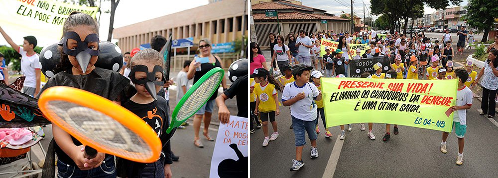 Com apitos, cartazes e fantasias, estudantes e professores do Centro de Ensino nº 4 do Núcleo Bandeirante fizeram uma passeata de conscientização contra a dengue; reforçada por pais, mães e avós, o movimento percorreu as avenidas da região sensibilizando os moradores para a importância das ações preventivas de combate à doença; em Planaltina, Sobradinho, Candangolândia e Taguatinga, o dia também foi de mobilização contra o mosquito Aedes aegypti, com panfletagem, visita a residências e aspersão de inseticida — o conhecido fumacê
 
 
 