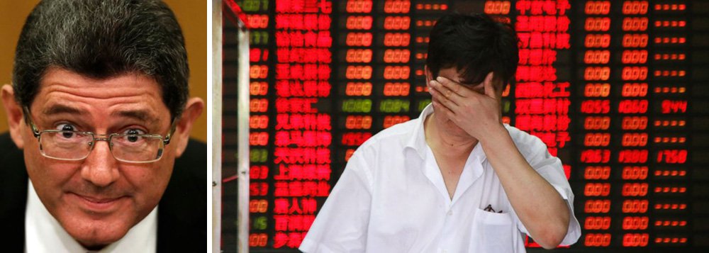 Um dia depois de afundar 8,5%, o índice Hang Seng, da bolsa de valores chinesa, caiu mais 7,6%; estouro da bolha asiática pressiona preços de produtos exportados pelo Brasil, como o minério de ferro, e também do petróleo, atingindo empresas como Vale e Petrobras; no governo federal, avalia-se que a recessão prevista para este ano poderá se aprofundar, mas o ministro Joaquim Levy diz que o Brasil, com reservas de mais de US$ 350 bilhões, está pronto para enfrentar as turbulências; ontem, em entrevista coletiva, a presidente Dilma Rousseff disse que errou ao subestimar a crise internacional, assim como seus impactos no Brasil