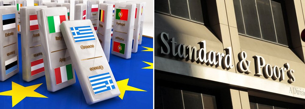 Agência Standard &amp; Poor's (S&amp;P) baixou a perspectiva para a União Europeia (UE), de estável para negativa, após o apoio do bloco à Grécia e a decisão do Reino Unido de referendar a permanência na UE; decisão significa que a agência de classificação de risco pode baixar a cotação da UE – atualmente de AA+ - nos próximos dois anos