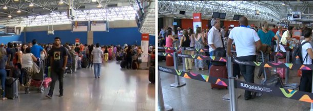 Um problema no sistema eletrônico de check-in da companhia aérea TAM provocou longas filas no Riogaleão - Aeroporto Internacional Tom Jobim, na zona norte do Rio; de acordo com a assessoria da TAM, o problema começou às 3h e foi solucionado; além do atraso em dez voos da companhia, longas filas foram formadas no check-in da empresa que informou ter dado assistência a todos os passageiros prejudicados