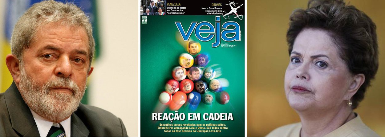 Reportagem de capa desta semana prevê que grandes empreiteiros cederão à pressão do juiz Sergio Moro e poderão envolver tanto o ex-presidente Lula como a presidente Dilma Rousseff em novas delações premiadas; uma das confissões esperadas é a da empreiteira baiana OAS, em especial do executivo Ricardo Breghirolli, encarregado de distribuir malas de dinheiro; outra é a da construtora UTC, que poderia descrever como foram feitas doações de campanha em 2014; objetivo dos investigadores, estimulado por Veja, é prisão de Lula e um eventual pedido de impeachment de Dilma