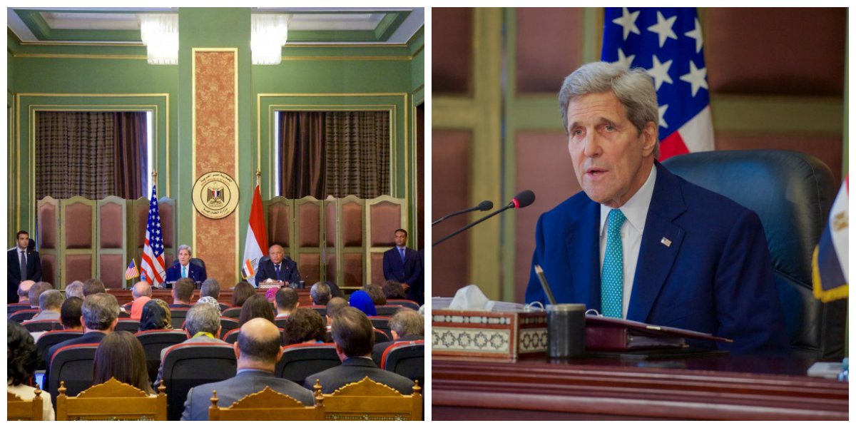 O secretário de Estado norte-americano, John Kerry, afirmou, no Cairo, que o acordo sobre o programa nuclear iraniano torna a região do Oriente Médio mais segura; "Não pode existir absolutamente nenhuma dúvida de que, se o plano de Viena [acordado entre Teerã e as principais potências internacionais em meados de julho] for totalmente aplicado, o Egito e todos os países da região estarão mais seguros do que já foram", disse ele, em entrevista coletiva ao lado do ministro dos Negócios Estrangeiros egípcio, Sameh Shukri.