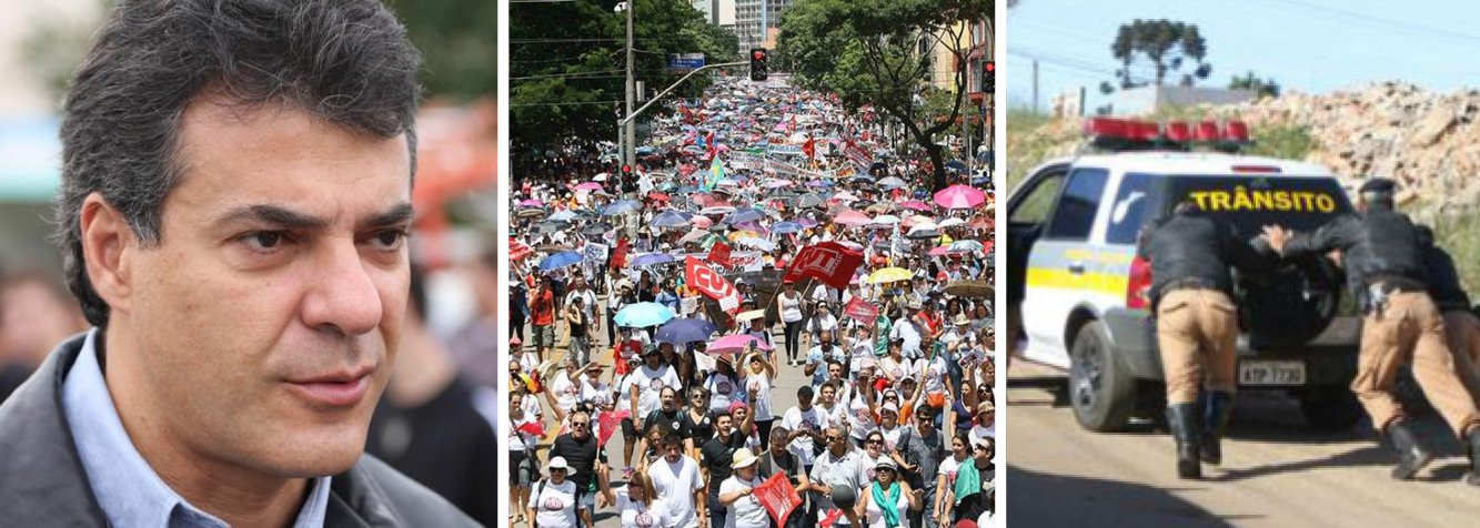 "O melhor está por vir. Agora as finanças estão em dia"; essa foi a declaração do governador do Paraná, Beto Richa (PSDB), após ser reeleito; mas o tucano conduziu o estado a uma ruína produzida por ele mesmo, conforme reportagem da Carta Capital; PMs obrigados a empurrar viaturas sem combustível, ração dos cães da corporação reduzida, falta de pagamento para manutenção de viaturas, atrasos salariais de categorias como professores, bombeiros e militares são alguns reflexos da atual gestão; em quatro anos, as receitas correntes do governo subiram quase 60%, mas Richa encerrou o ano passado com um déficit de R$ 4,6 bilhões