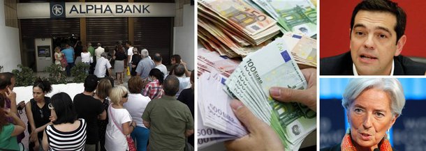 O governo grego, comandado por Alexis Tsipras, anunciou no início da noite deste domingo que os bancos ficarão fechados nesta segunda-feira; além disso, haverá controles de capitais, ou seja, as transferências de recursos para o exterior estão proibidas; com isso, é praticamente certo o calote da dívida grega, o que lança dúvidas sobre o futuro do euro; como a Grécia deve abandonar o projeto da moeda comum, a questão é: outros países seguirão o exemplo?