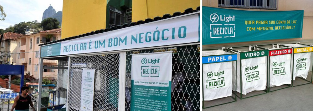 A troca de material reciclável por desconto na conta de energia agora pode ser feita em mais pontos espalhados pela cidade; o projeto Light Recicla, que integra a carteira de projetos do Programa Rio Capital da Energia, incluiu novos bairros nas zonas norte e oeste, e vai beneficiar um público de cerca de 700 mil clientes; para obter o desconto, o cliente deve comparecer a um dos ecopontos com sua conta de luz e documentos de identificação para cadastro; segundo a Light, o projeto está presente em 12 comunidades, com 13 mil clientes inscritos, e algumas famílias pagam suas contas exclusivamente com a troca de materiais recicláveis