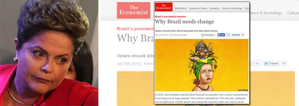 Revista britânica explica em editorial "por que o Brasil precisa mudar", citando que, durante o governo Dilma, a economia do País estagnou e o processo social desacelerou; publicação vê, porém, a presidente como favorita na disputa "porque os brasileiros ainda não sentiram o arrepio econômico em suas vidas. Mas, em breve, eles sentirão", prevê; as políticas de Aécio Neves, segundo a Economist, beneficiariam os brasileiros ricos, assim como os mais pobres; "Ele promete colocar o País de volta no caminho do crescimento econômico", diz a revista
