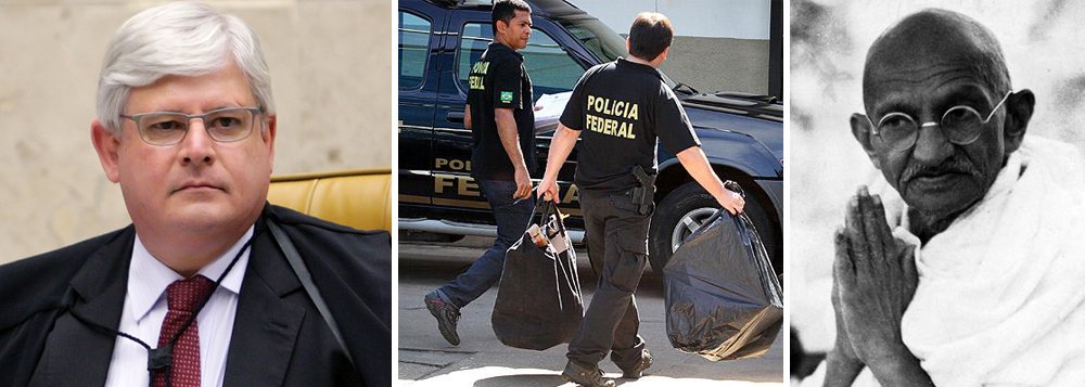 Jornalista Fernando Brito, editor do Tijolaço, argumenta que a baderna institucional reinante no País é promovida pelos chefes das instituições; "A Folha narra o impensável, como algo absolutamente 'normal': o Procurador Geral da República 'baixar' às quatro da matina na reunião dos policiais que se preparavam para as 'batidas' nas casas dos senadores acusados para dar 'palavras de incentivo'. 'O procurador ensaiou uma fala motivadora no briefing da madrugada. Citou até Mahatma Gandhi', descreve o jornal. Tudo passou a ter caráter político e promocional, desde que se permitiu a Sérgio Moro adonar-se de um processo, como sendo o único e solitário cavaleiro da moralidade no Brasil", diz ele