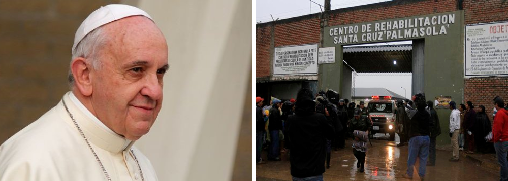 Durante sua passagem pela Bolívia, o papa Francisco deverá dar continuidade a sua prática de visitar prisões desde que era arcebispo em Buenos Aires; nesta sexta-feira (10), Francisco entrará na prisão de segurança máxima de Palmasola, que ocupa 34 hectares na cidade mais povoada da Bolívia, Santa Cruz, e que é considerada a mais violenta do país; ali, os guardas só cuidam do perímetro de Palmasola e os detentos, assassinos reincidentes, narcotraficantes e estupradores impõem suas próprias regras; apesar disso, os prisioneiros asseguram que o papa não correrá nenhum risco durante sua passagem pelo complexo prisional