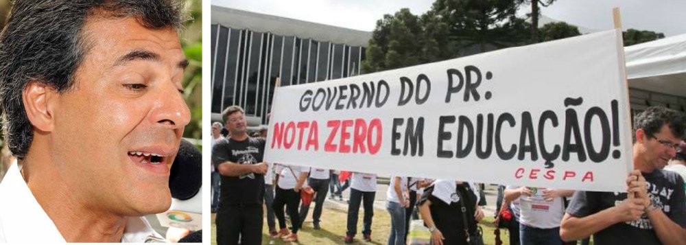 O governador Beto Richa (PSDB) é oficialmente o primeiro gesto do estado a descumprir a lei do Programa de Desenvolvimento da Educação (PDE) desde a sua criação, há uma década; mais do que isso, ao cancelar as turmas do PDE 2015, ele descumpriu um importante item do acordo que pôs fim à greve da educação no estado; "Por conta disso, a APP-Sindicato entrou com pedido de liminar na Justiça exigindo que se cumpra o que é de direito e determinado por lei", afirmou o secretário de comunicação da entidade representativa dos trabalhadores no magistério, Luiz Fernando Rodrigues