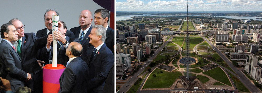 Doze mil pessoas terão o privilégio de carregar a tocha dos Jogos Olímpicos Rio 2016 pelo Brasil; branco e com detalhes coloridos, o símbolo foi apresentado durante cerimônia no auditório da Fundação Habitacional do Exército, em Brasília; passará por todas as unidades da Federação antes de chegar ao Maracanã, no Rio de Janeiro, em 5 de agosto, para a cerimônia de abertura da competição; Brasília receberá a tocha diretamente da cidade de Olímpia, na Grécia, onde, a cada quatro anos, ela é acesa no Templo de Hera — por meio de um espelho que reflete a luz do Sol, o deus Apolo — e parte rumo à cidade-sede da competição
 