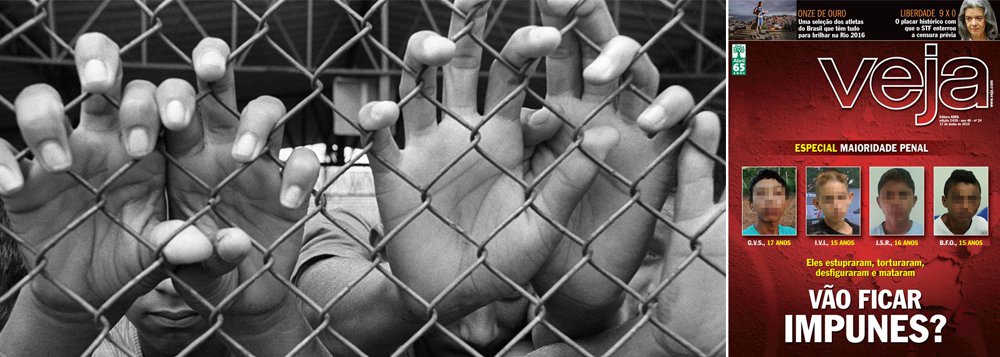 Até agora, os quatro menores suspeitos de participar de um estupro coletivo no Piauí não foram condenados; um pai  afirma ter como provar que o filho estava trabalhando no momento em que o crime foi praticado; além disso, dois dos quatro adolescentes afirmaram que foram espancados pela polícia para confessar o crime; se isso não bastasse, o exame de DNA, que seria a prova conclusiva em casos semelhantes, sequer foi realizado; no entanto, no afã de manipular a opinião pública para reduzir a maioridade penal,  Veja sentencia: "eles estupraram, torturaram, desfiguraram e mataram"; em seguida, questiona: "vão ficar impunes?"