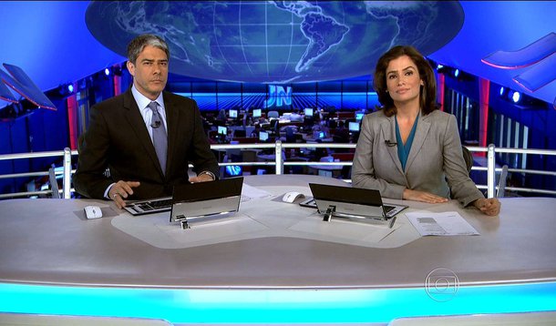 Jornal da TV Globo registrou uma das mais baixas médias de audiência em dia de semana; segundo informações do UOL, na noite desta segunda-feira, o jornal atingiu 20 pontos; na segunda-feira de Carnaval, por exemplo, deu 25 pontos na Grande SP - cada ponto representa 67 mil domicílios; há dez anos, a média do "JN", hoje apresentado por William Bonner e Renata Vasconcelos, era de 35,8 pontos na Grande São Paulo
