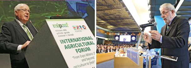 Frase foi dita por Kenneth M. Quinn, que atuou durante 32 anos no Departamento de Estado norte-americano e hoje preside a World Food Prize Foundation, instituição que premia cidadãos que mais contribuem para o combate à fome no mundo; “Repartir o pão é o primeiro passo para construir a paz" disse Lula na 39º Conferência da Organização das Nações Unidas para a Alimentação e a Agricultura (FAO), em Roma