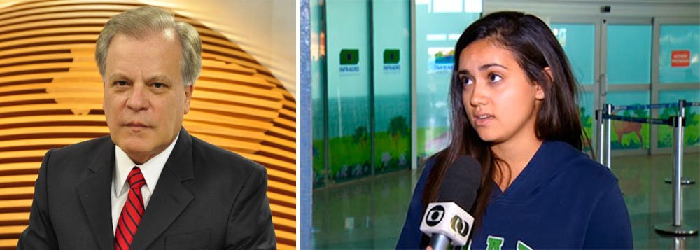 Após falsear denúncia sobre o programa do governo federal, emissora pede desculpas e fala em "erro da reportagem" na mensagem dada pelo apresentador Chico Pinheiro, do Bom Dia Brasil; a estudante que reclamou no Facebook do viés da matéria, no entanto, disse que explicou "inúmeras vezes" à repórter que não voltou dos EUA pela insegurança causada por falta de dinheiro, "até porque essa foi a ÚNICA parcela da bolsa que não caiu durante todo o meu intercâmbio (...) Mas a Globo achou mais interessante omitir isso e inventar um motivo mais atraente"