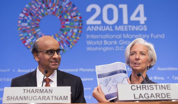 Embora a economia mundial esteja ameaçada de um longo período de crescimento "medíocre", segundo a diretora-geral do FMI, Christine Lagarde, a zona do euro foi apontada nas reuniões como o ponto negro em nível mundial, devido à estagnação e à baixa inflação