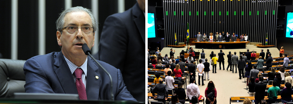 Votação, em segundo turno, de emendas constitucionais da reforma política será comandada na noite desta terça-feira pelo presidente da Câmara, Eduardo Cunha (PMDB-RJ), que estará numa "saia justa" sobre a primeira emenda, a respeito do financiamento privado de campanhas: "Como dizer que a Câmara atende à vontade popular, como fez ele ao aprovar a redução da maioridade penal, depois que a pesquisa Datafolha/OAB constatou que 74 % da população são contra as doações de empresas a candidatos e partidos políticos para financiar campanhas?", pergunta Tereza Cruvinel, colunista do 247