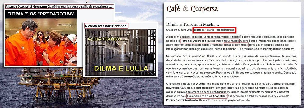 Mais de um mês depois de exposto seus ataques ao PT, Ricardo Icassatti Hermano continua como diretor do Portal de Notícias do Senado; nas redes sociais, ele dissemina mensagens em que compara o partido a Hitler e chama a presidente Dilma Rousseff de “integrante de quadrilha”; em dezembro do ano passado, postou: "E a Justiça vai enjaular o Tião Viana", sobre o senador petista, primeiro secretário do Senado, que disse que ia apurar o caso
 