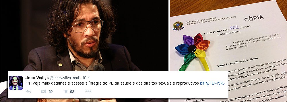 "Precisamos tornar essa pauta uma política pública, independente de ser contra ou a favor da interrupção voluntária da gravidez indesejada", defendeu o deputado Jean Wyllys (PSOL-RJ) no Twitter; Pelo texto, o Estado "garantirá o direito à reprodução consciente e responsável, reconhecendo o valor social da maternidade na garantia da vida humana, e promoverá o exercício pleno dos direitos sexuais e reprodutivos de toda a população, entendendo-se que a interrupção voluntária da gravidez não constitui um instrumento de controle de natalidade"