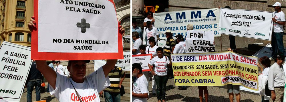 Em frente à Secretaria de Estado de Saúde, no centro, a categoria cobrou a abertura de novos leitos e a contratação de mais profissionais; também lembraram que está atrasado o pagamento de serviços de manutenção, limpeza e segurança em algumas unidades; de acordo com sindicato dos médicos, foram fechados cerca de mil leitos nos últimos dez anos no estado, com o encerramento das atividades no Hospital Central do Iaserj e  Instituto Estadual de Infectologia São Sebastião, por exemplo