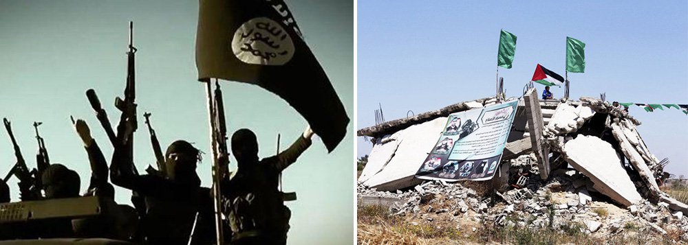 Declaração em vídeo, emitida a partir de uma fortaleza do Estado Islâmico na Síria, foi um raro desafio público ao Hamas, que tem reprimido os jihadistas em Gaza que se opõem a tréguas com Israel e reconciliação com a facção palestina rival Fatah, apoiada pelos Estados Unidos: "Vamos arrancar o Estado dos judeus (Israel), e vocês e o Fatah, e todos os secularistas não são nada, e vocês serão totalmente devastados por nossas multidões", disse um membro mascarado do Estado Islâmico na mensagem dirigida aos "tiranos do Hamas"