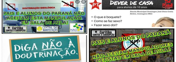 Um grupo de manifestantes de direita se organiza nas redes sociais para um "Ato de repúdio contra a manipulação ideológica comunista nas escolas públicas do Paraná – fora APP", de 22 de julho a 3 de novembro; o estranho é que a revolta contra a corrupção é seletiva, voltada somente às denúncias que envolvem o PT e o governo federal; não há menção aos escândalos na receita estadual que envolvem o governador Beto Richa (PSDB), sua esposa e secretária da Família, Fernanda Richa, e seu primo Luiz Abi Antoun, preso pelo Gaeco