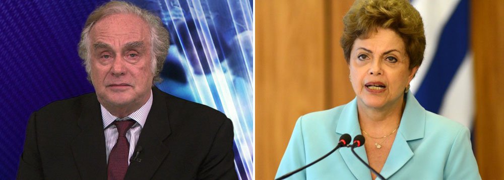 Colunista Arnaldo Jabor diz que, se fosse ele, presidente, já teria enlouquecido por rejeição e apela: ‘Se a senhora renunciar, vai ficar mais feliz. A senhora não é Getúlio Vargas. Além disso, sua “resistência” não é apenas uma questão pessoal. Trata-se do país que a senhora governa. A Dilma não é a Dilma – ela é presidente do Brasil sendo desmanchado. Desista, Dilma, antes que o carro do país tenha “perda total”’