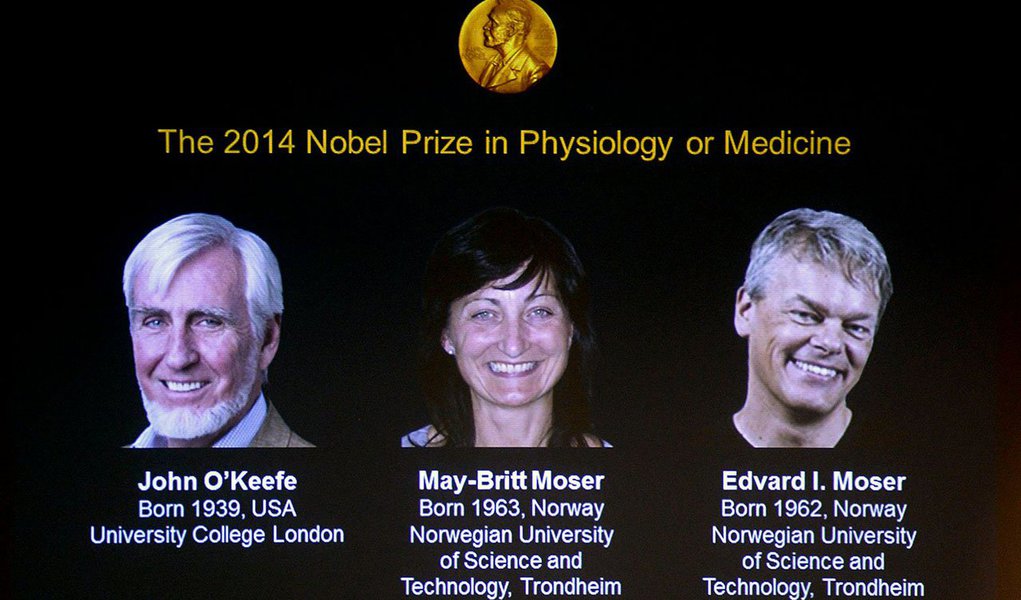Prêmio foi concedido a John O’Keefe e ao casal May-Britt e Edvard Mosel pelas descobertas sobre as “células que constituem um sistema no cérebro de determinação da posição”, uma espécie de GPS interno, segundo o júri