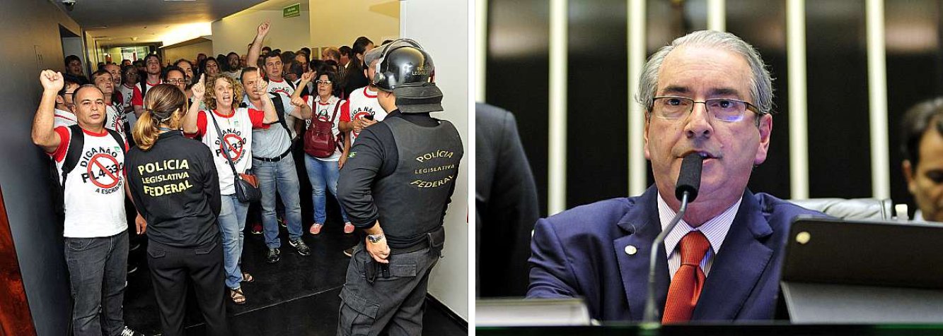 "Cada vez que há uma pressão dessa, exercida de forma indevida, o Congresso tem de responder votando", disse o presidente da Câmara, sobre manifestações contra o projeto que regulamenta a terceirização, e que pode ser votado hoje