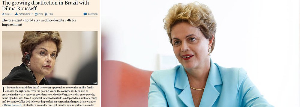 Jornal britânico, que com frequência dispara contra as ações do governo brasileiro, aponta em editorial as razões pelas quais a presidente está em uma "posição precária", mas avalia que, se Dilma Rousseff deixar o poder, "provavelmente seria substituída por um outro político medíocre"