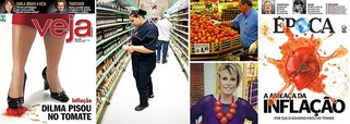 Depois de capas usando o tomate como símbolo da inflação, e de a apresentadora da Globo Ana Maria Braga aparecer com um colar da fruta para criticar seu preço, 2014, como tantas vezes previu a presidente Dilma Rousseff, 2014 fechou com o Índice Nacional de Preços ao Consumidor Amplo (IPCA), que mede a inflação, dentro do teto da meta do governo; o índice subiu 0,78% em dezembro e encerrou o ano com alta acumulada de 6,41%; a meta oficial era de 4,5%, com margem de dois pontos para mais ou menos