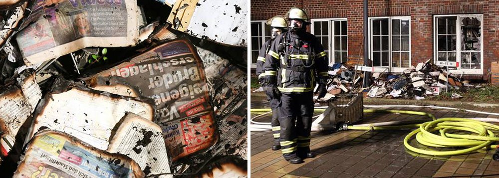 O Hamburger Morgenpost foi alvo de bomba incendiária caseira, jogada no pátio interno do edifício e que destruiu algumas atas de seus arquivos, informou uma porta-voz policial; pouco depois, dois suspeitos que estavam nas imediações foram detidos; o Morgenpost esteve entre os diários alemães que no dia seguinte ao atentado contra o semanário satírico francês publicou algumas das caricaturas de Maomé que tinham ocupado as capas da Charlie Hebdo