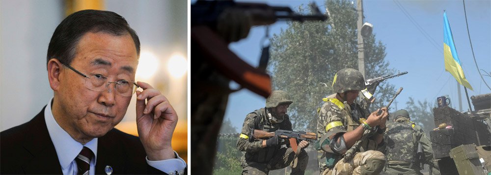 Secretário-geral da Organização das Nações Unidas (ONU), Ban Ki-moon, disse que está profundamente preocupado com a situação na Ucrânia e quer evitar a deterioração da crise que “evoluiu para uma situação caótica e perigosa”; ele destacou os avanços no Leste da Ucrânia por insurgentes pró-russos, que Kiev diz serem apoiados por forças russas, mas Moscou insiste serem rebeldes separatistas
