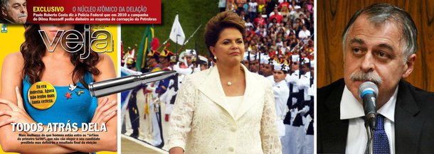Acaba de sair a última tentativa da revista Veja para impedir a reeleição da presidente Dilma Rousseff; capa desta semana, que circula a partir deste sábado, anuncia o que seria o "núcleo atômico da delação"; de acordo com reportagem, ainda não disponível, a campanha que elegeu Dilma presidente em 2010 teria recorrido aos préstimos de Paulo Roberto Costa, ex-diretor da Petrobras; ontem, Veja foi condenada por 7 a 0 no Tribunal Superior Eleitoral por ter acusado, sem provas, o PT; e agora: será mais uma vez condenada ou terá disparado a bala de prata capaz de mudar o destino do País?