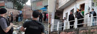 A Polícia Civil e o Ministério Público fazem uma operação para cumprir 41 mandados de prisão preventiva de acusados de integrar a quadrilha que controla a venda de drogas em comunidades do Complexo do Alemão, na zona norte da cidade do Rio de Janeiro; até o momento, 19 pessoas foram presas, entre eles, Edson Silva de Sousa, conhecido como Orelha, apontado como líder da organização que atua nas favelas Nova Brasília e Fazendinha