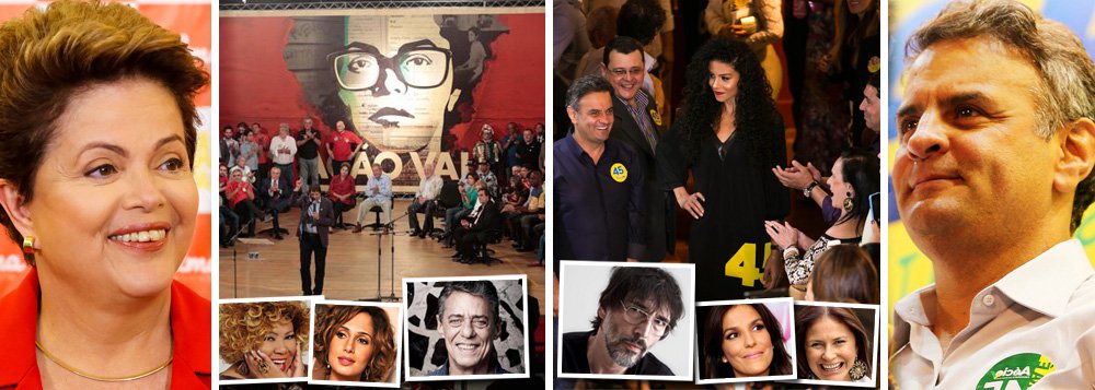 Adesões de estrelas da MPB e professores da academia ganham peso renovado na eleição que termina domingo; PT de Dilma Rousseff apostou no peso de Chico Buarque e na mobilização da classe para influenciar camadas  médias da população; PSDB de Aécio Neves teve declaração a favor de Lobão e promoveu desfile de cantores sertanejos no horário político, de olho no voto do campo; organicidade petista no setor favorece Dilma na reta final